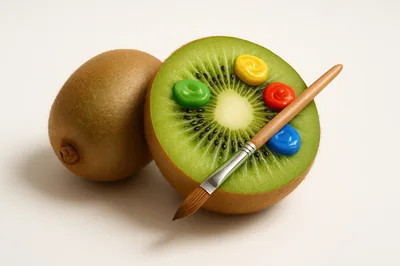 Kiwi Fruit Halved As An Artist Paint Palette