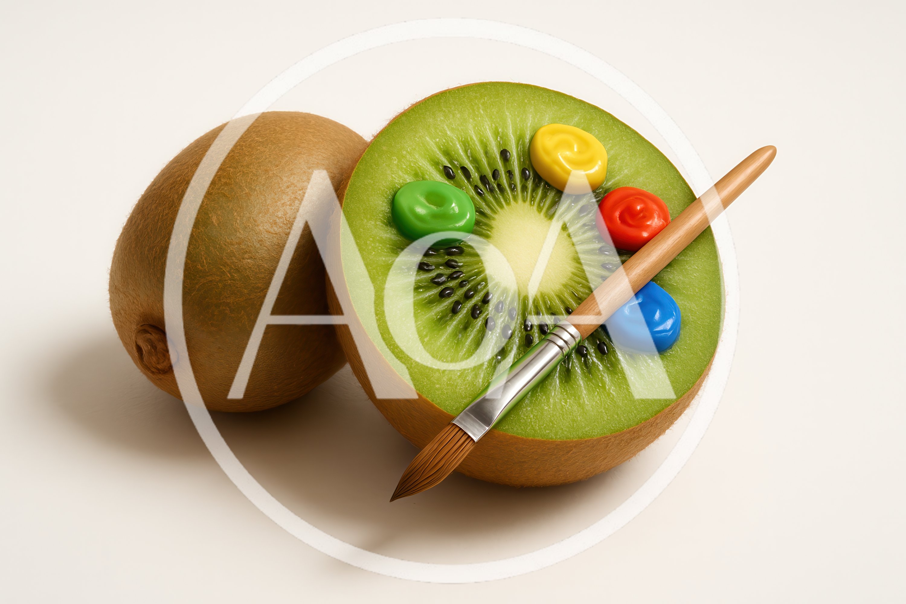 Kiwi Fruit Halved As An Artist Paint Palette