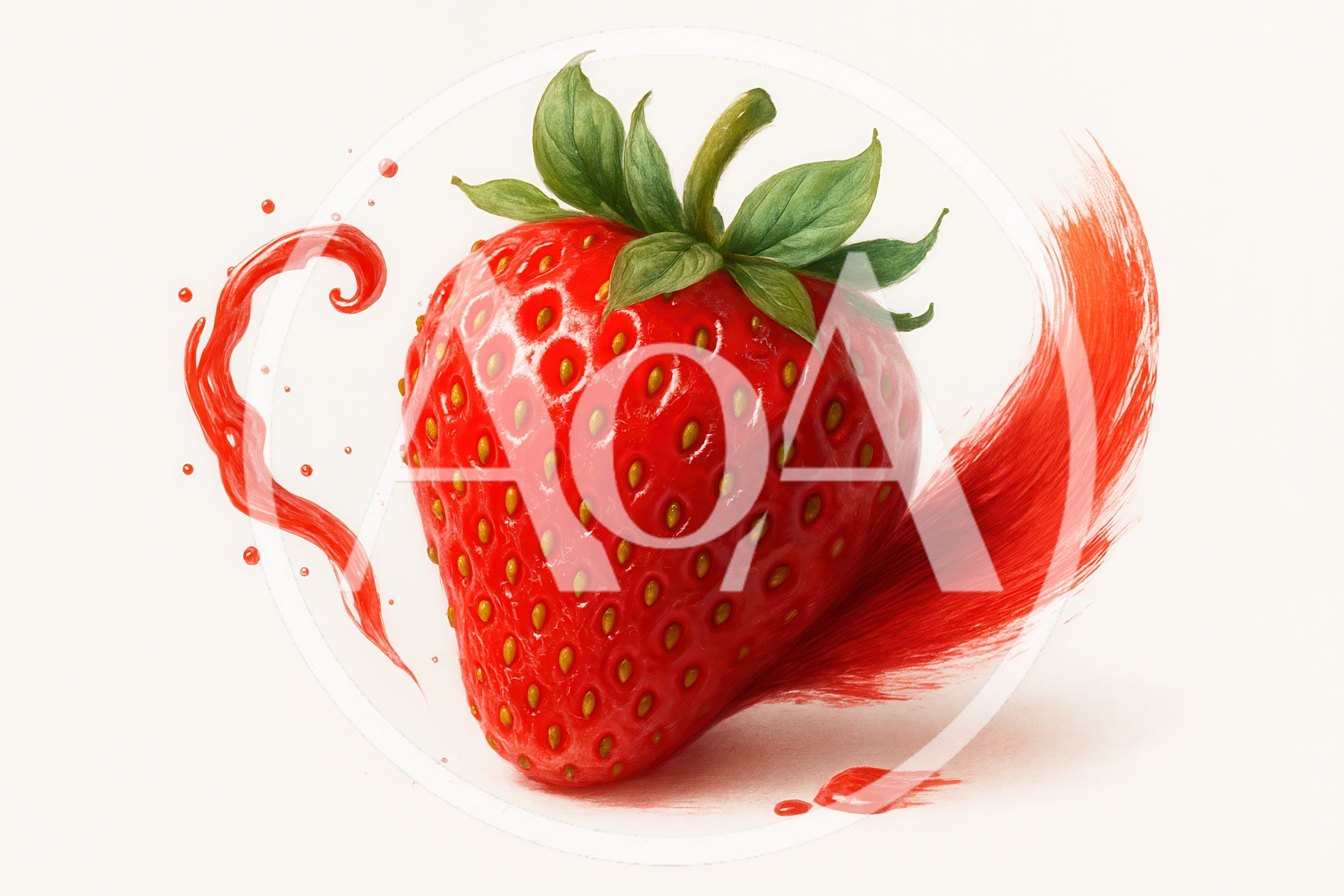Fresh Strawberry With Artistic Red Paint Splash