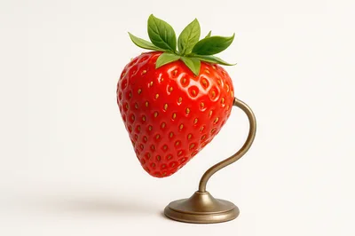 Strawberry Globe Sculpture on a Metal Stand