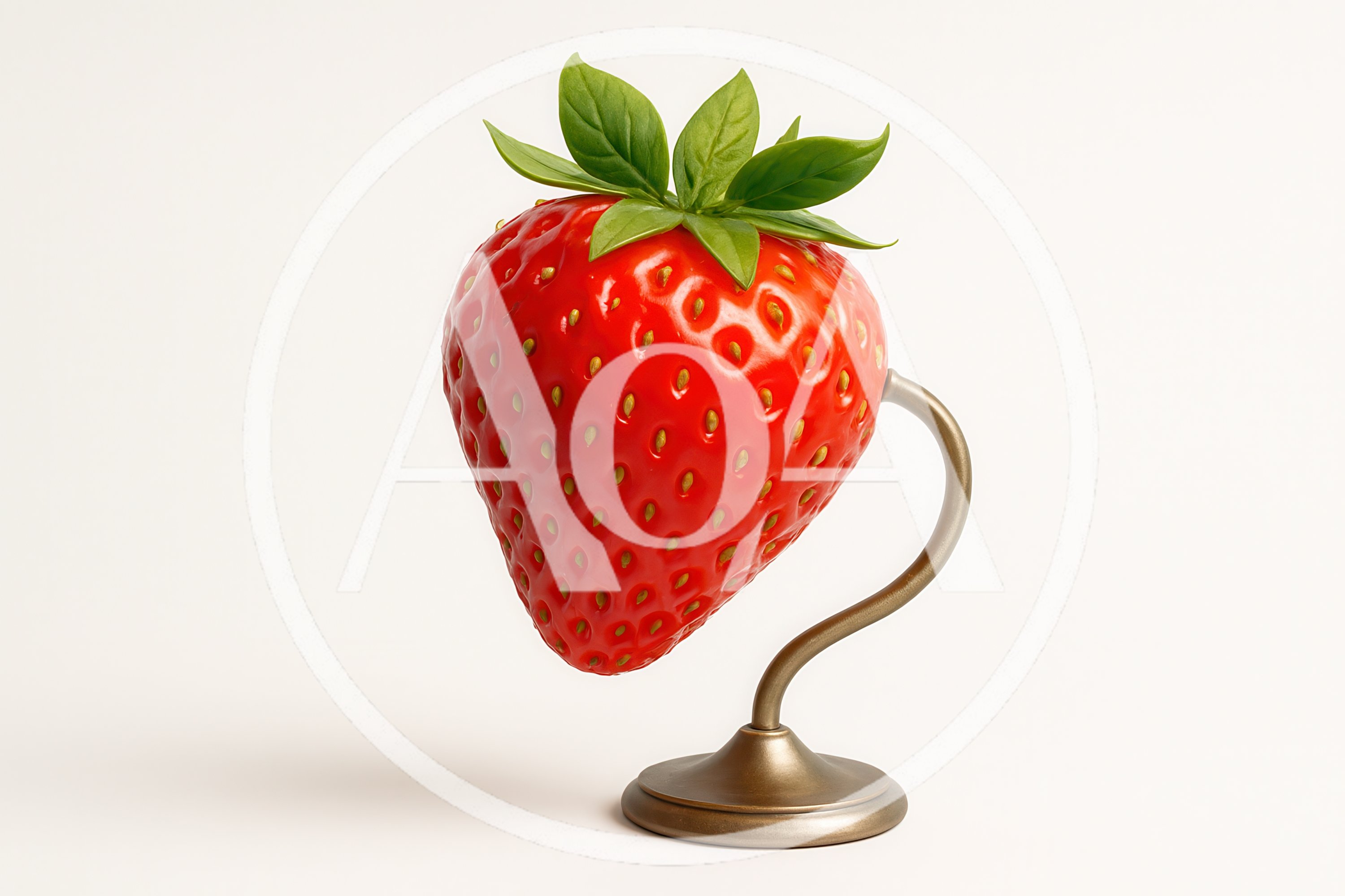 Strawberry Globe Sculpture on a Metal Stand
