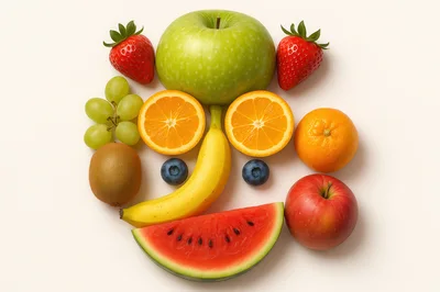 Assorted Fresh Fruits Arranged Into A Smiling Face