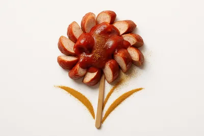 Currywurst Sausage Slices Arranged As A Flower