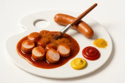 Currywurst Sausage Slices On An Artist Palette