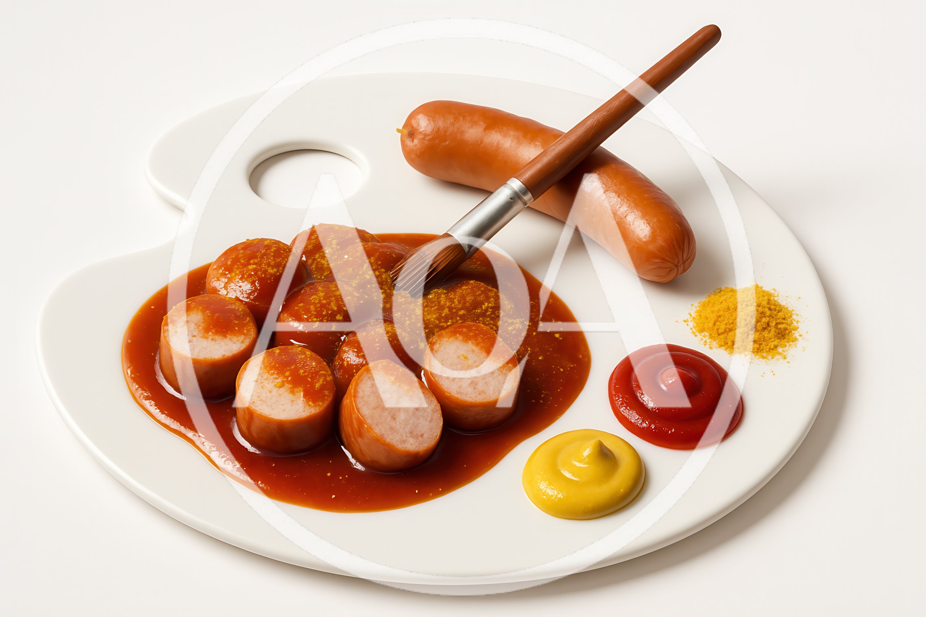 Currywurst Sausage Slices On An Artist Palette