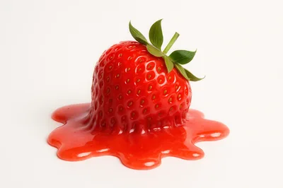 Melting Strawberry Isolated On A White Background
