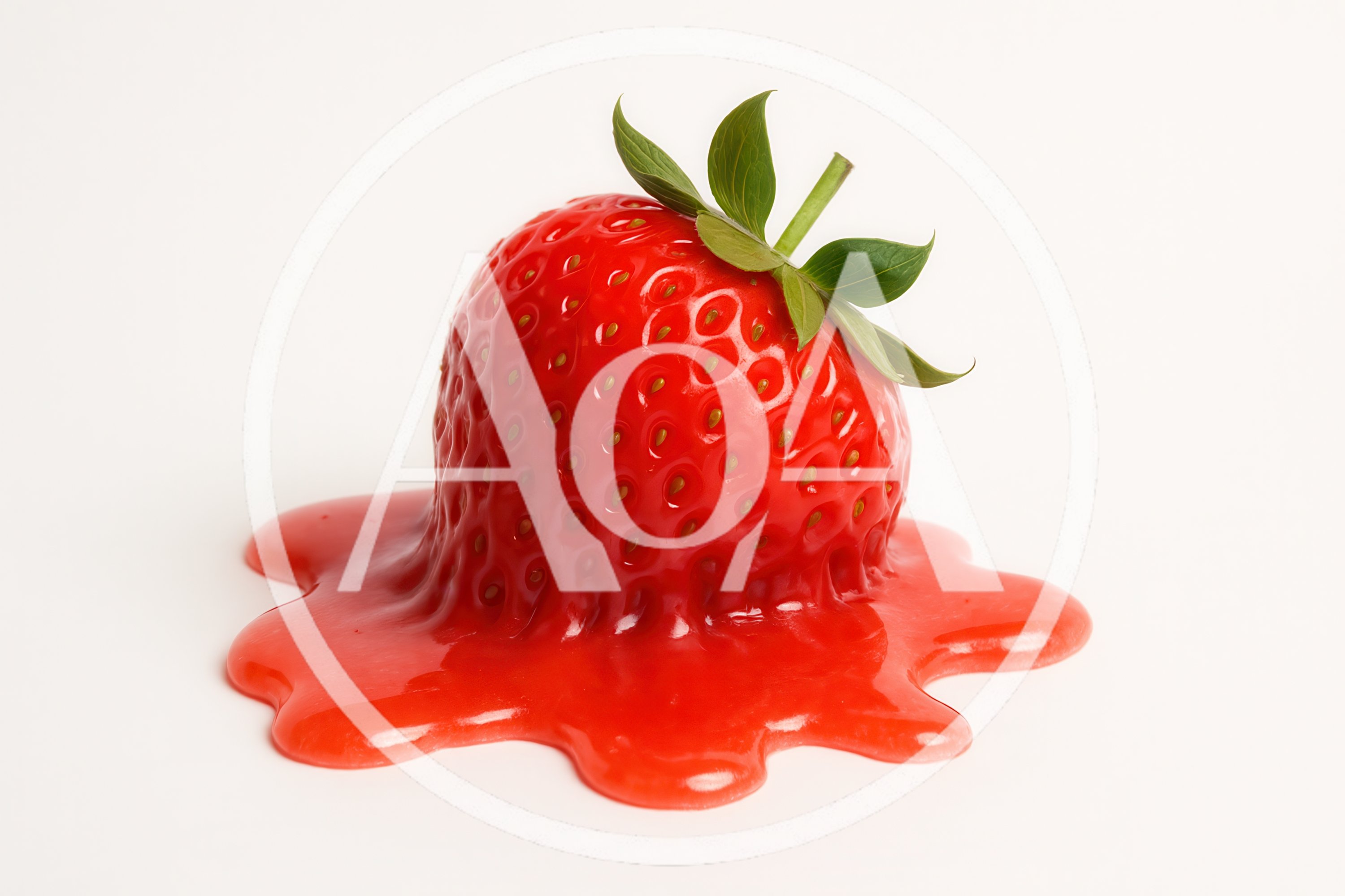 Melting Strawberry Isolated On A White Background