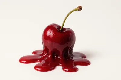 Melting Red Cherry With Liquid Syrup Base