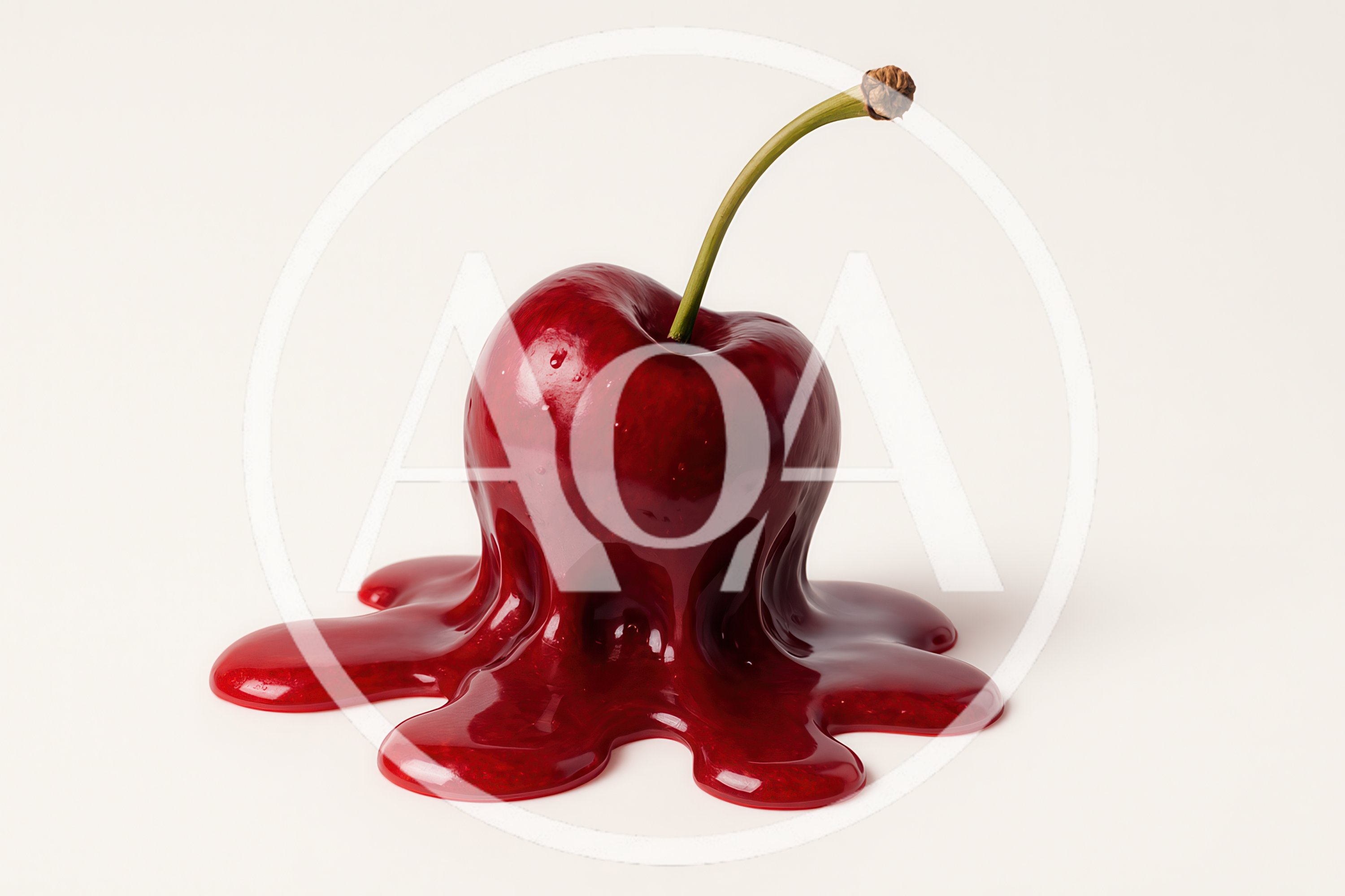 Melting Red Cherry With Liquid Syrup Base