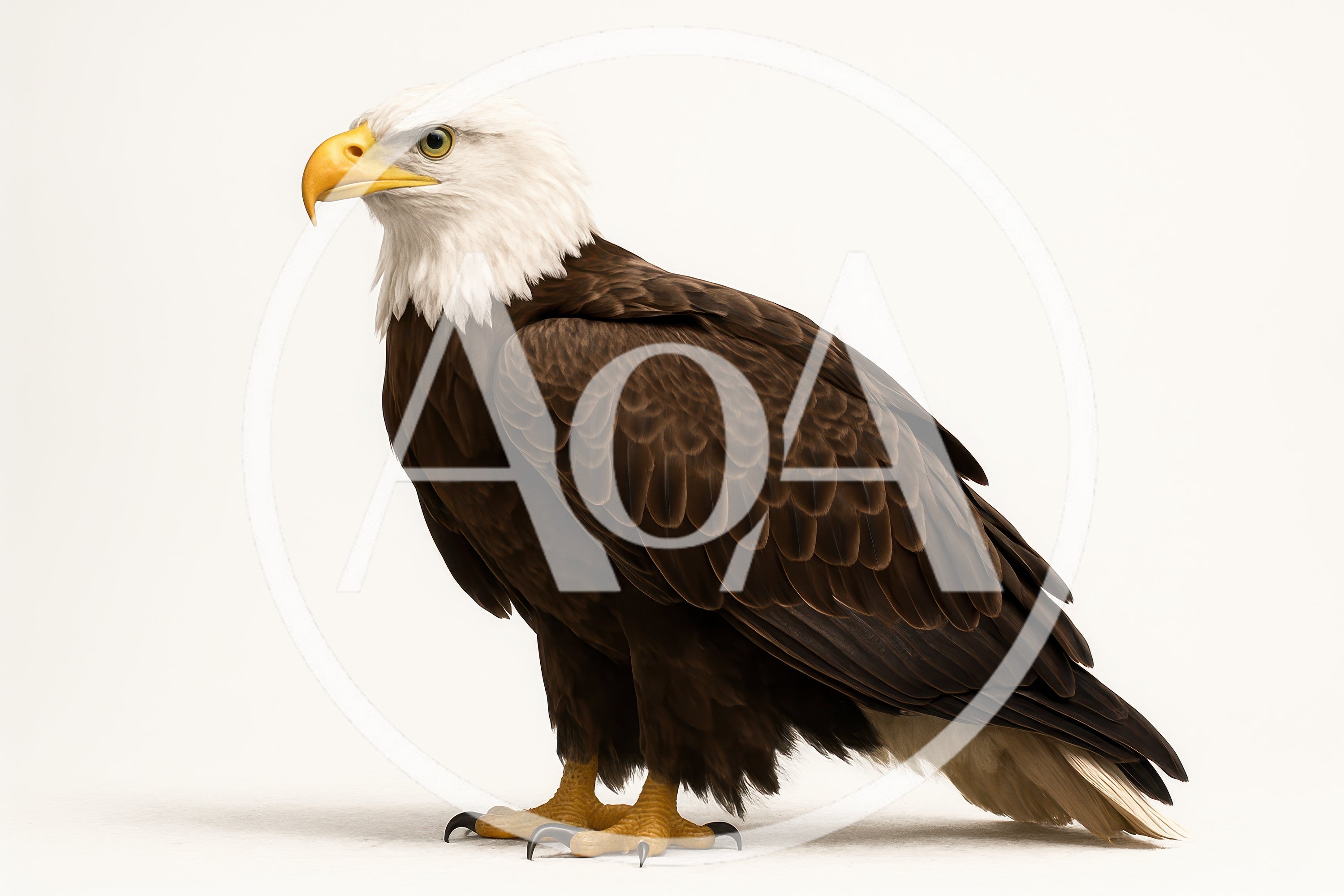 Majestic Bald Eagle Standing On White Background