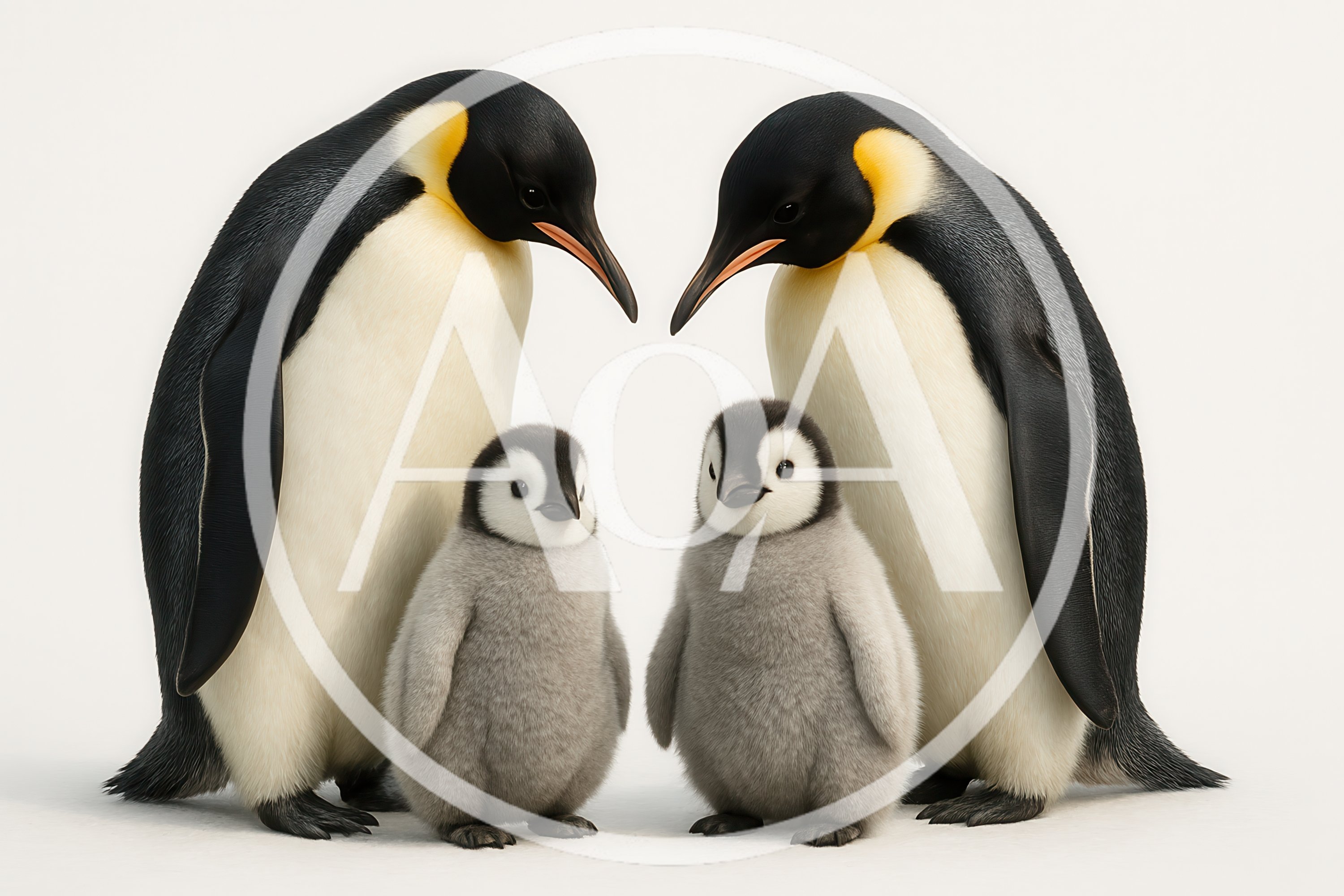 Two Adult Emperor Penguins With Two Chicks