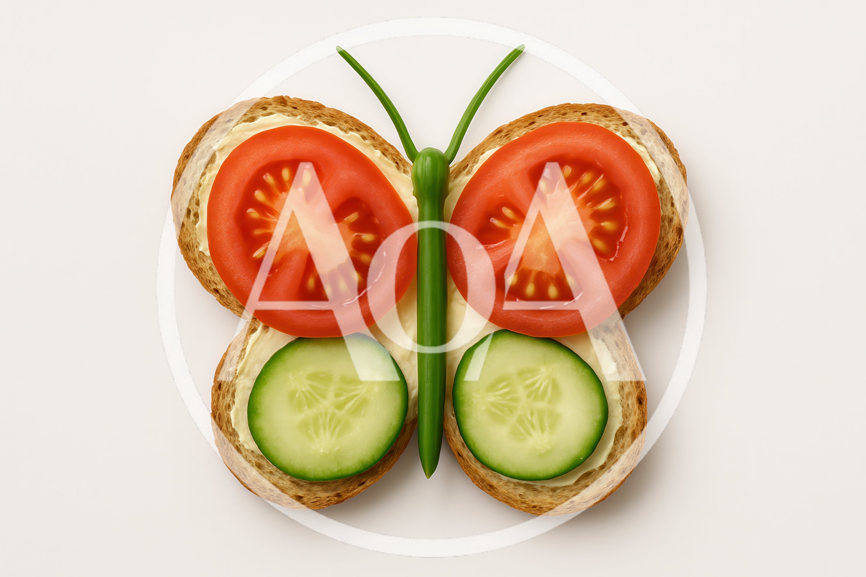 Butterfly Shaped Sandwich Made With Vegetables And Bread