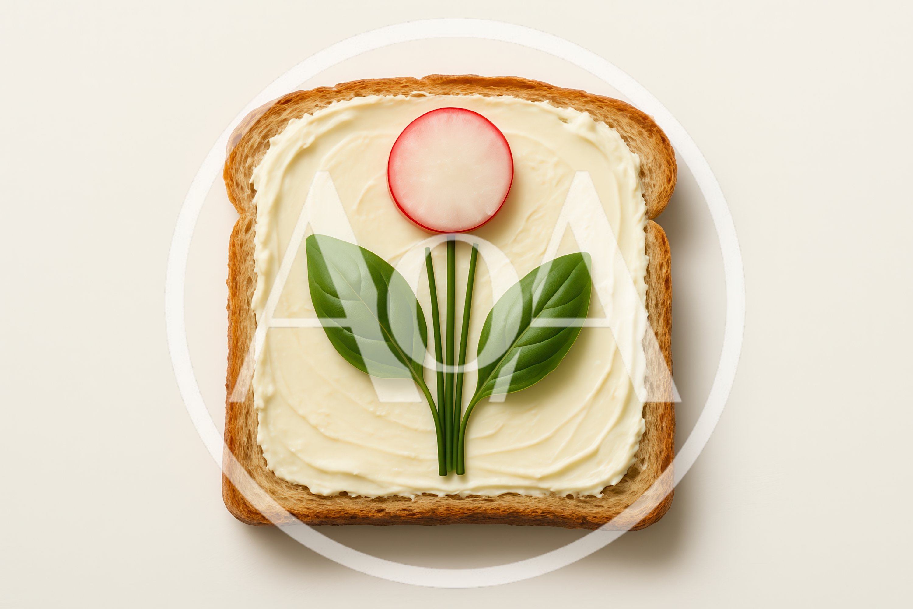 Creative Flower Art Made From Radish And Basil On Toast