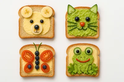 Four Animal Themed Toasted Bread Slices