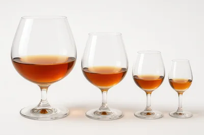 Four Brandy Snifters With Varying Amounts Of Alcohol