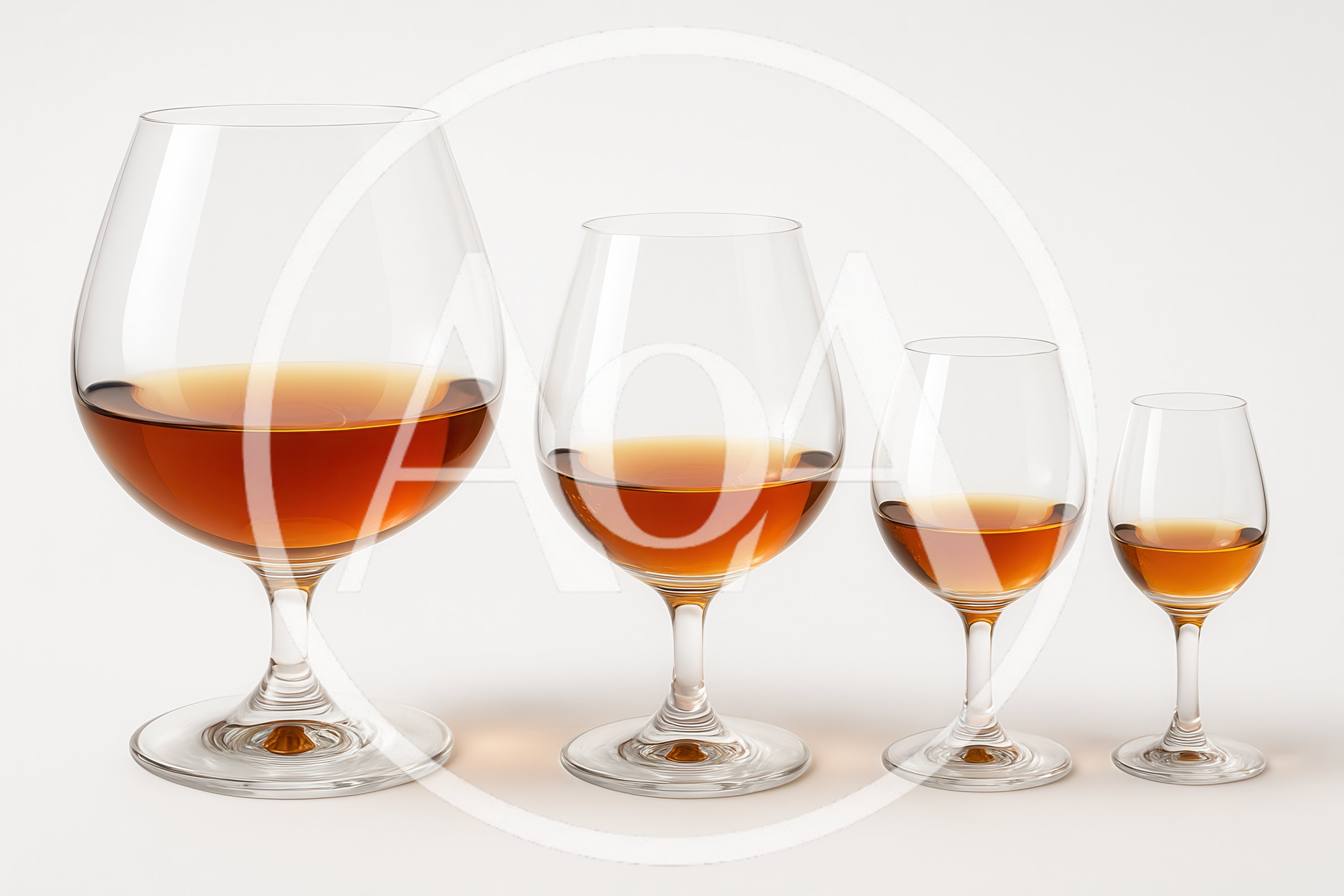 Four Brandy Snifters With Varying Amounts Of Alcohol