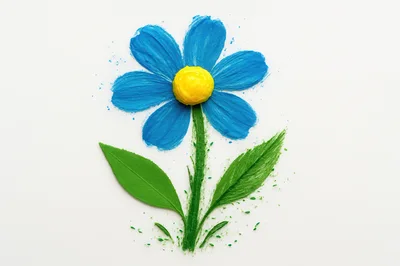 Blue Flower Art Made From Powdered Pigments