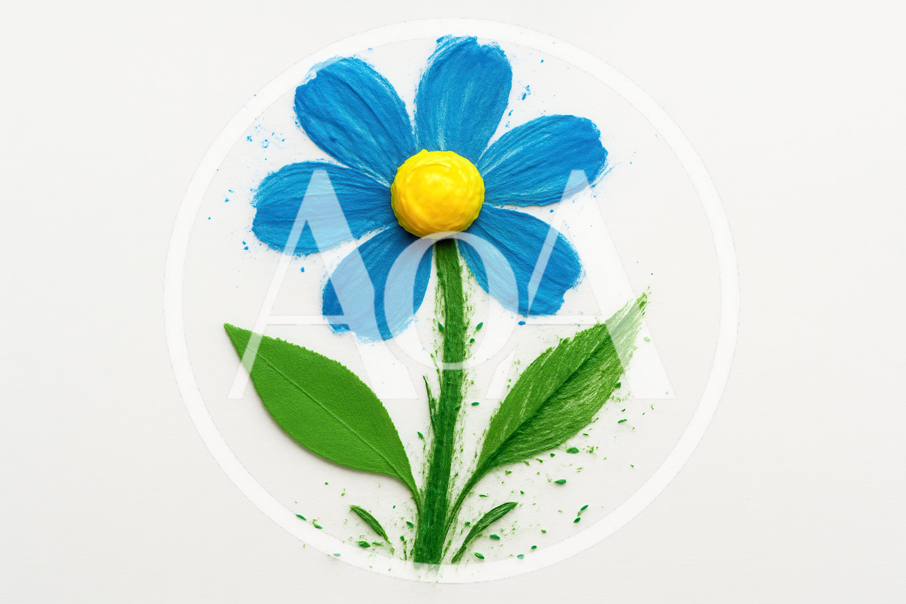 Blue Flower Art Made From Powdered Pigments