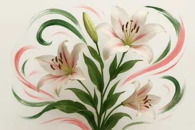 Elegant White Lily Flowers With Artistic Brush Strokes