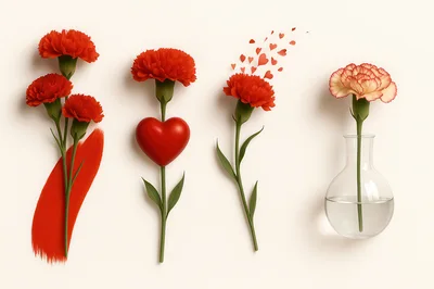 Four Artistic Carnation Flower Compositions