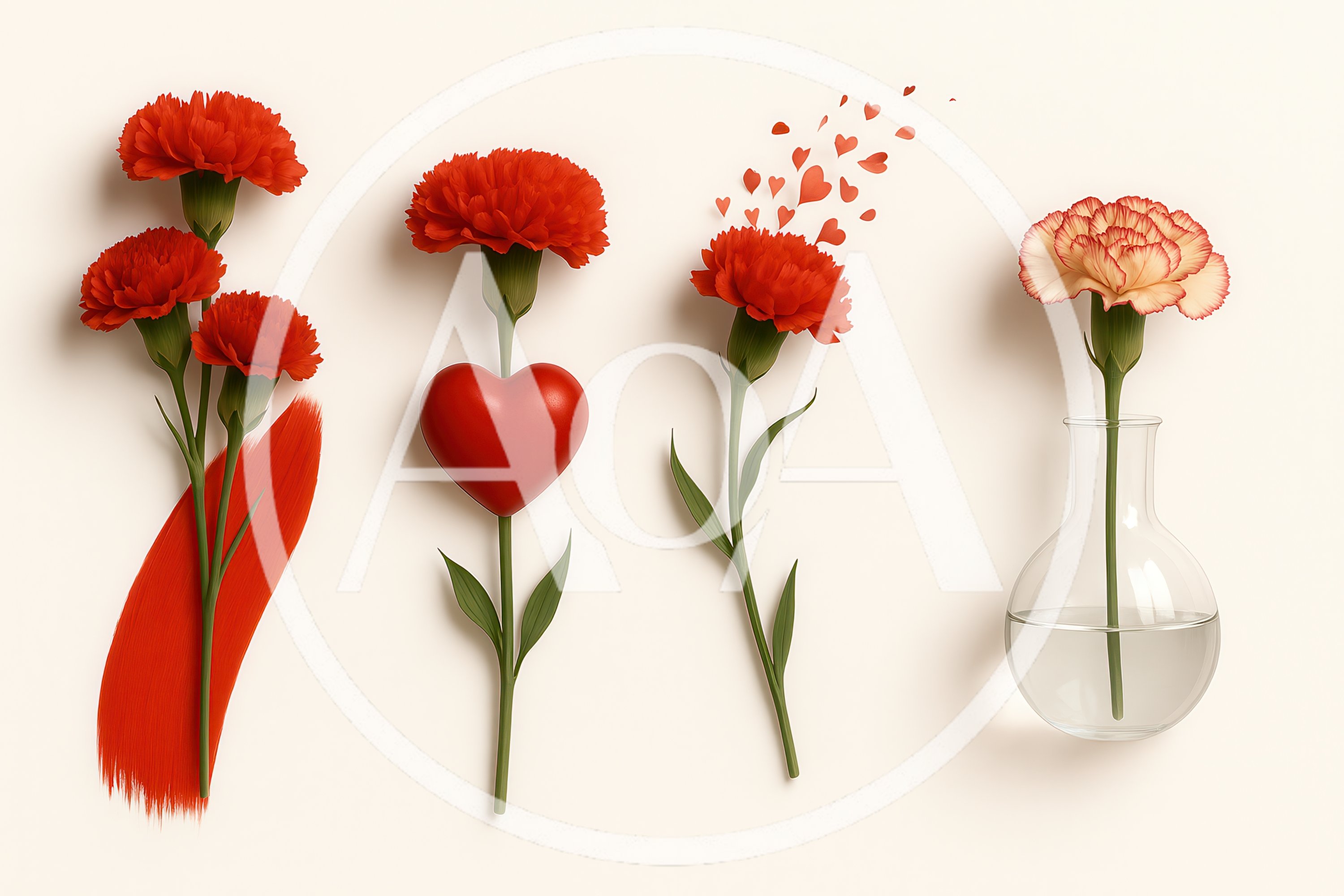 Four Artistic Carnation Flower Compositions