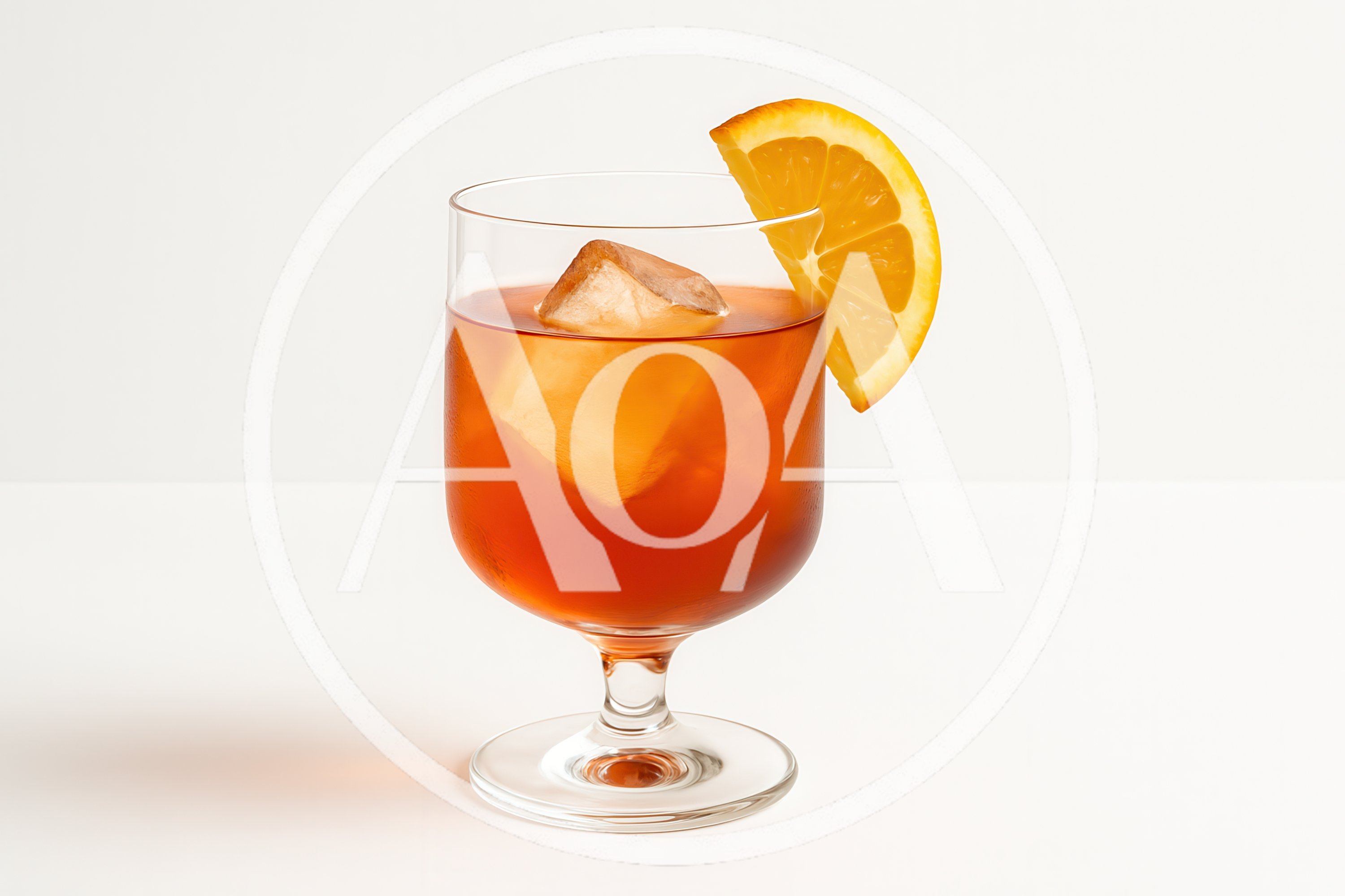 Negroni Cocktail With Orange Garnish In Glass