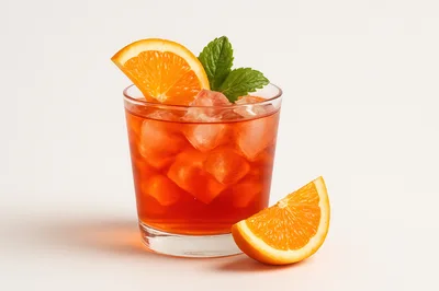 Refreshing Negroni Cocktail With Orange Garnish And Mint