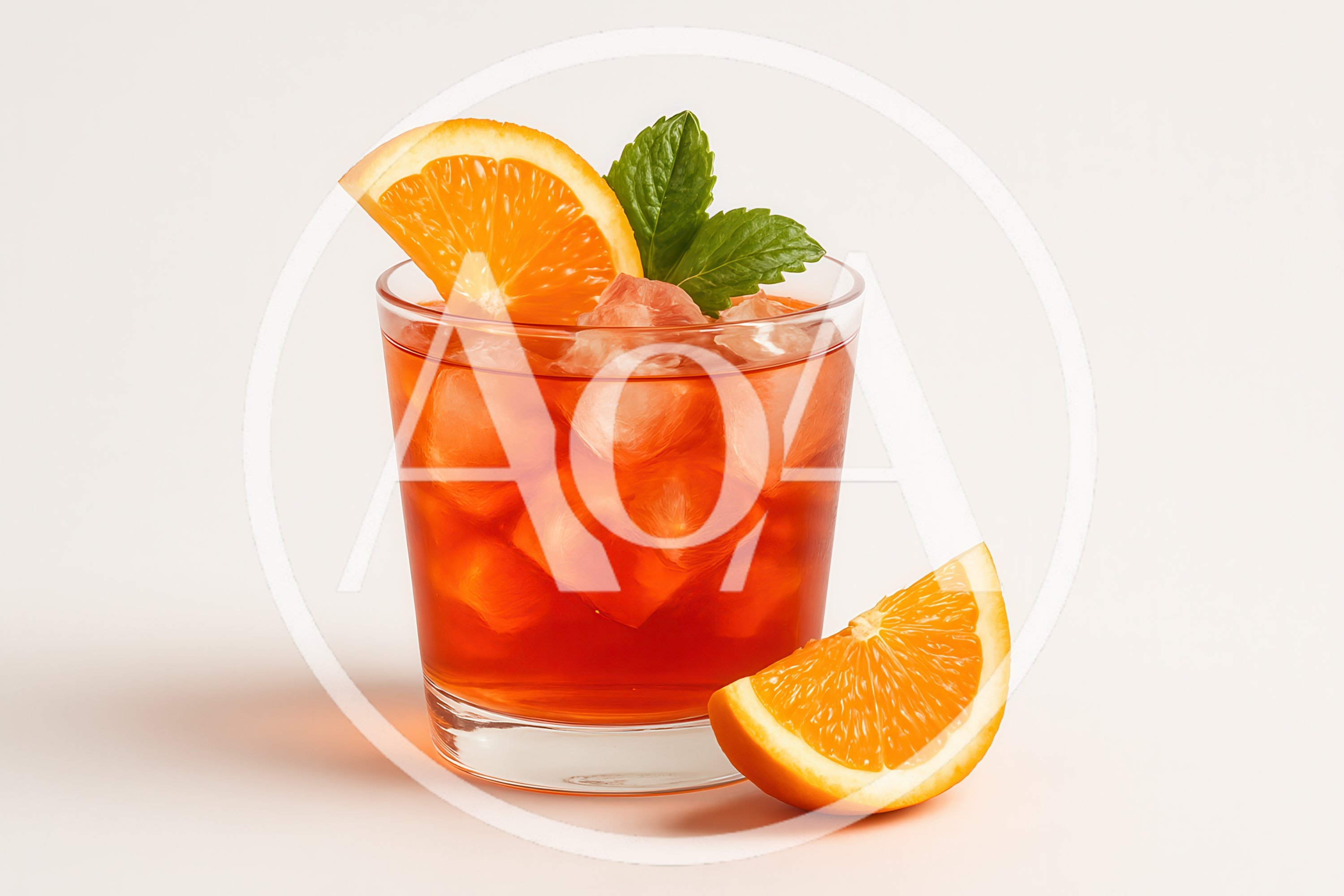 Refreshing Negroni Cocktail With Orange Garnish And Mint