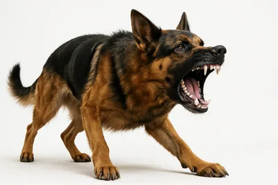 Aggressive German Shepherd Dog Snarling