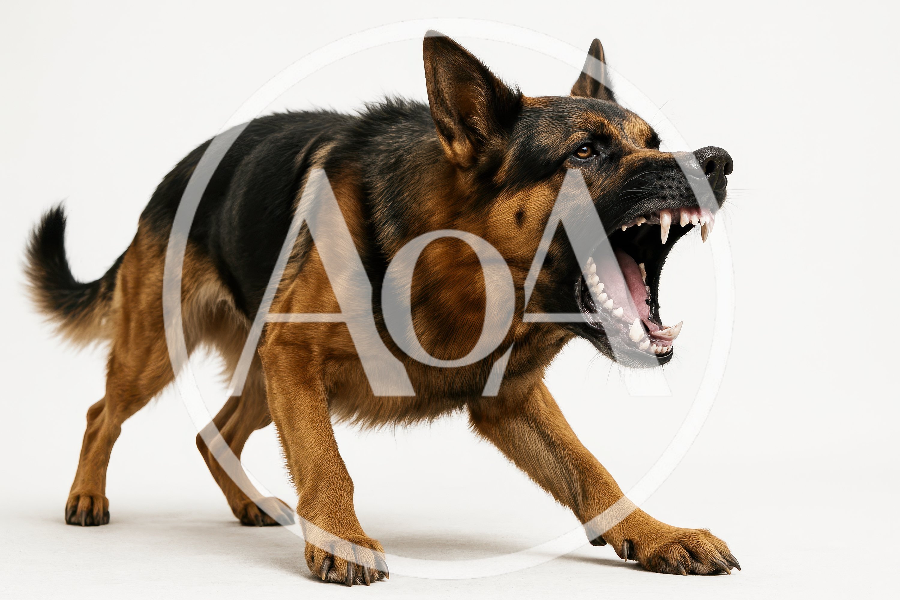 Aggressive German Shepherd Dog Snarling