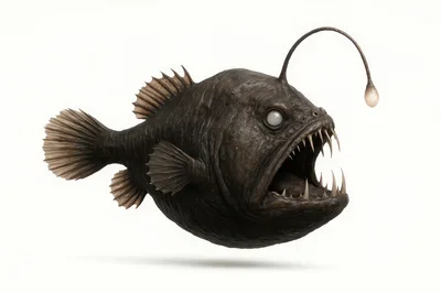 Deep Sea Anglerfish Isolated On White Background