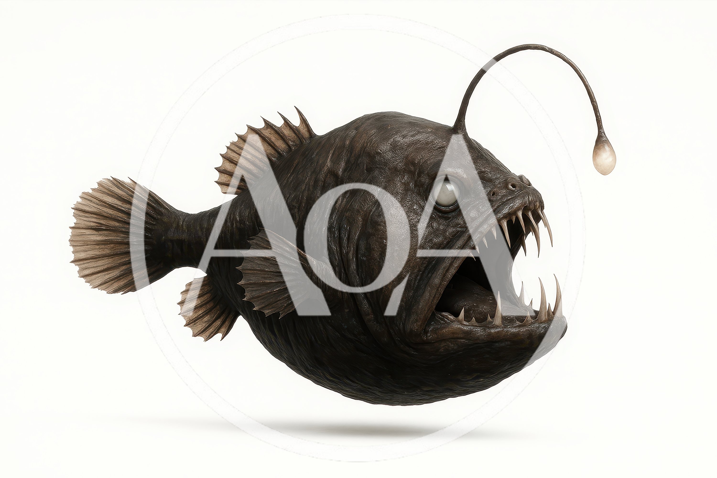 Deep Sea Anglerfish Isolated On White Background