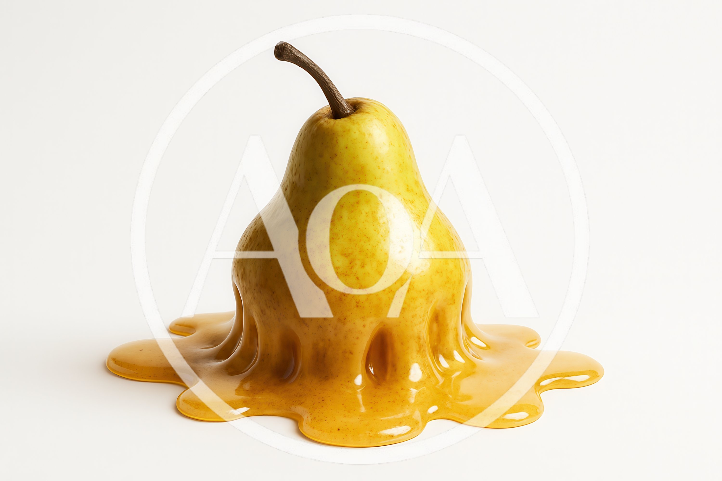Melting Yellow Pear On A White Background
