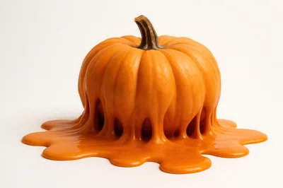 Melting Orange Pumpkin On A White Background