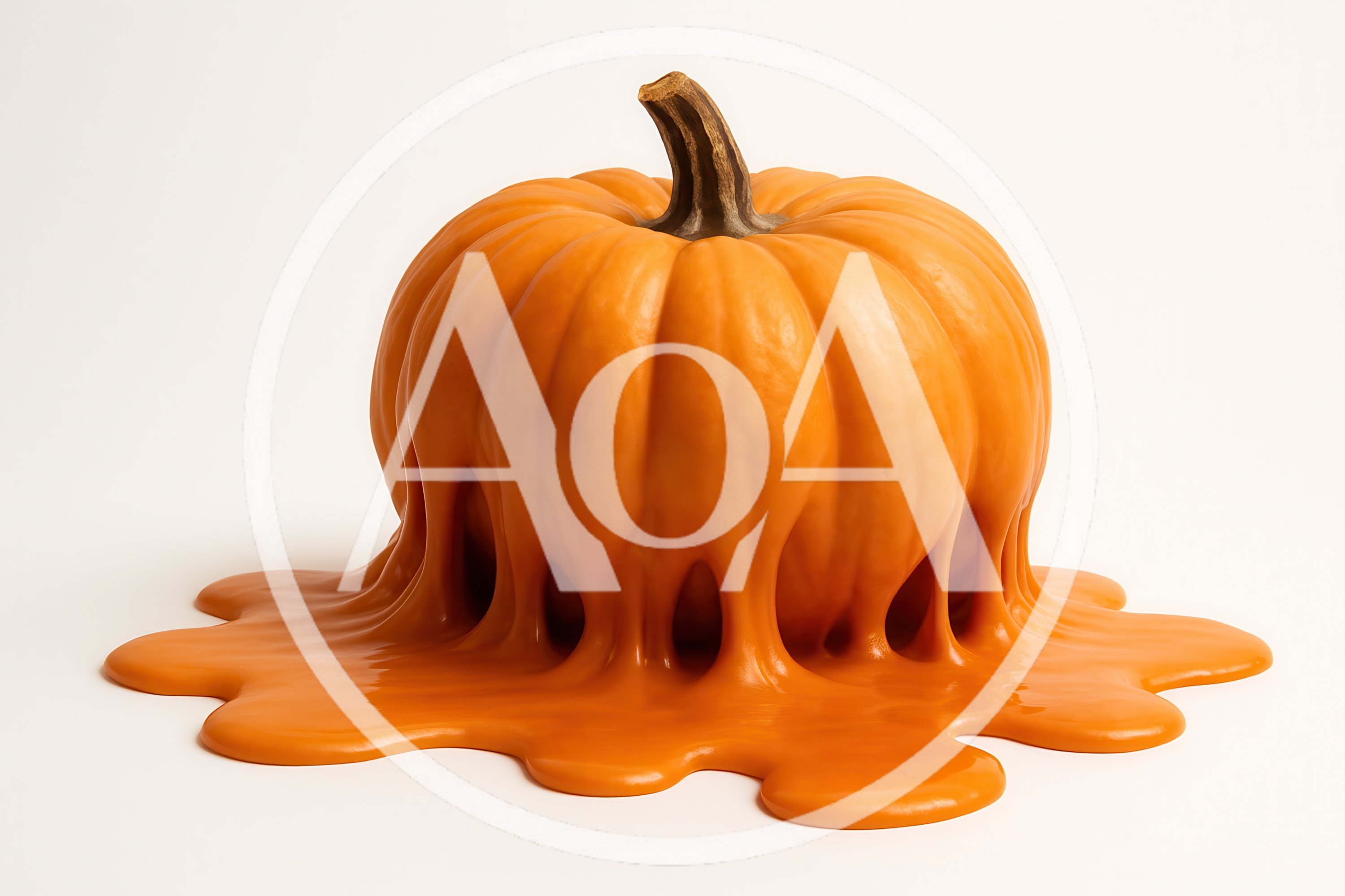 Melting Orange Pumpkin On A White Background