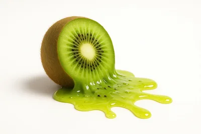 Melting Kiwi Fruit Half On White Background
