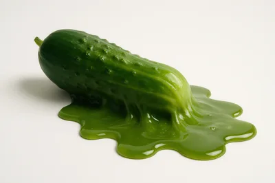 Melting Cucumber On A Plain White Background