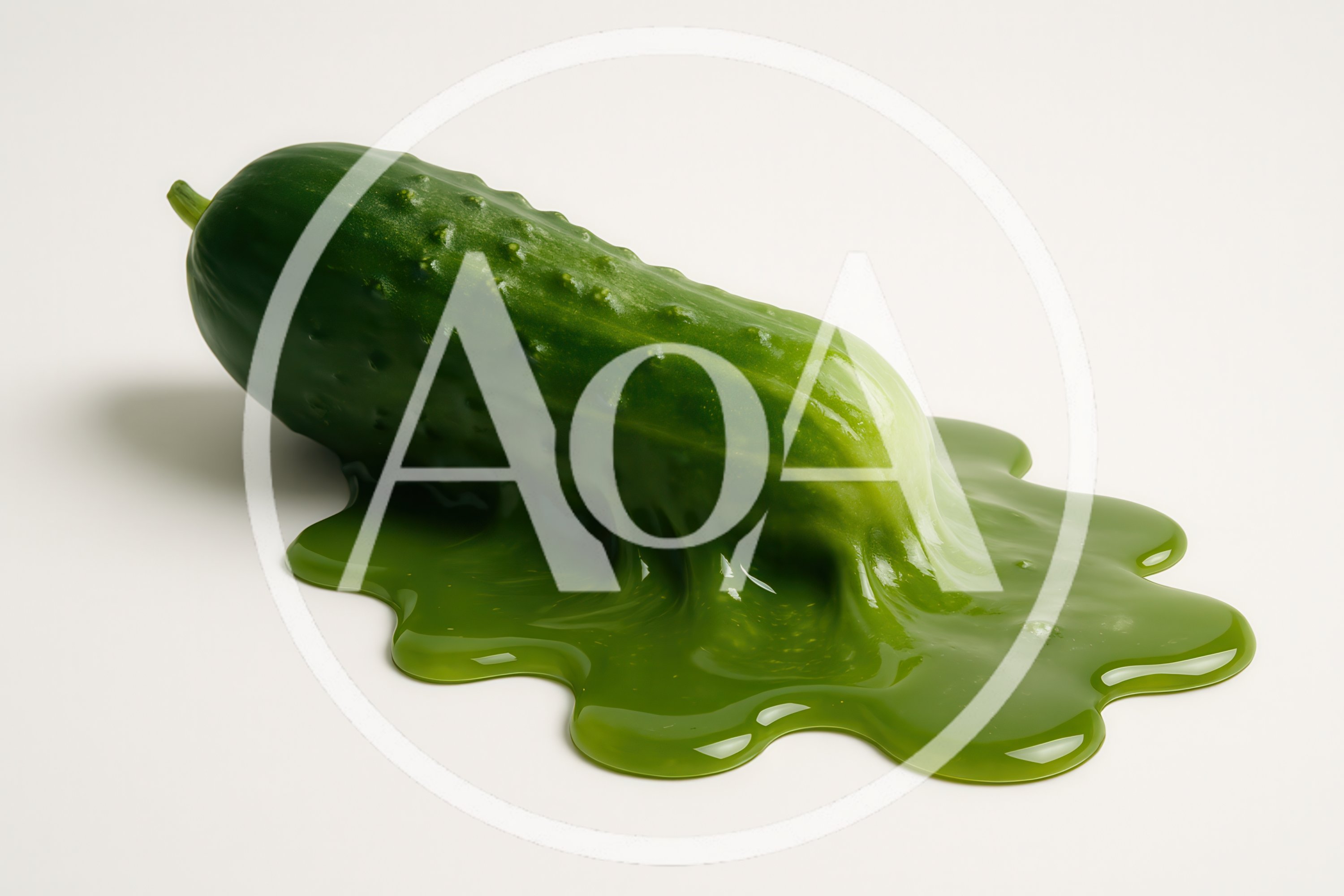 Melting Cucumber On A Plain White Background
