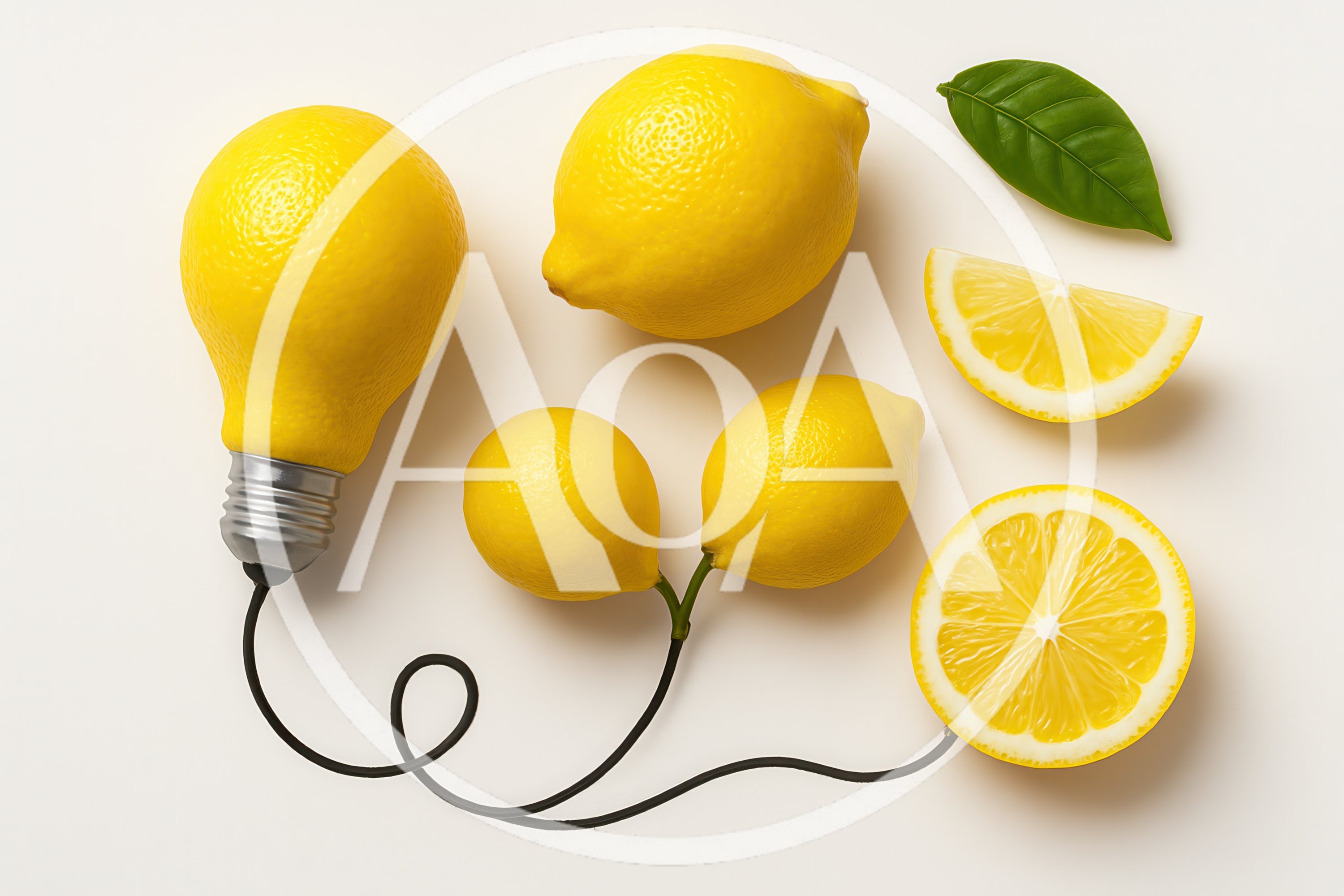 Creative Lemon Light Bulb Concept With Fresh Fruit