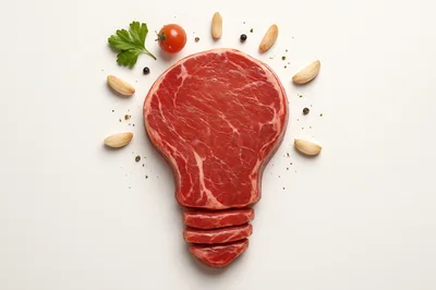 Raw Beef Steak Shaped Like A Light Bulb