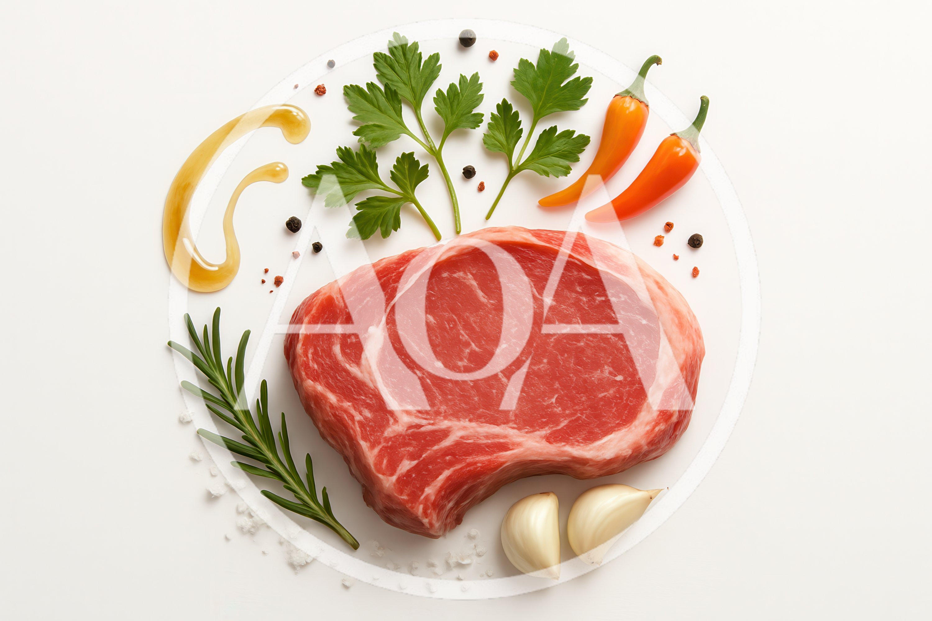Raw Ribeye Steak With Herbs And Spices