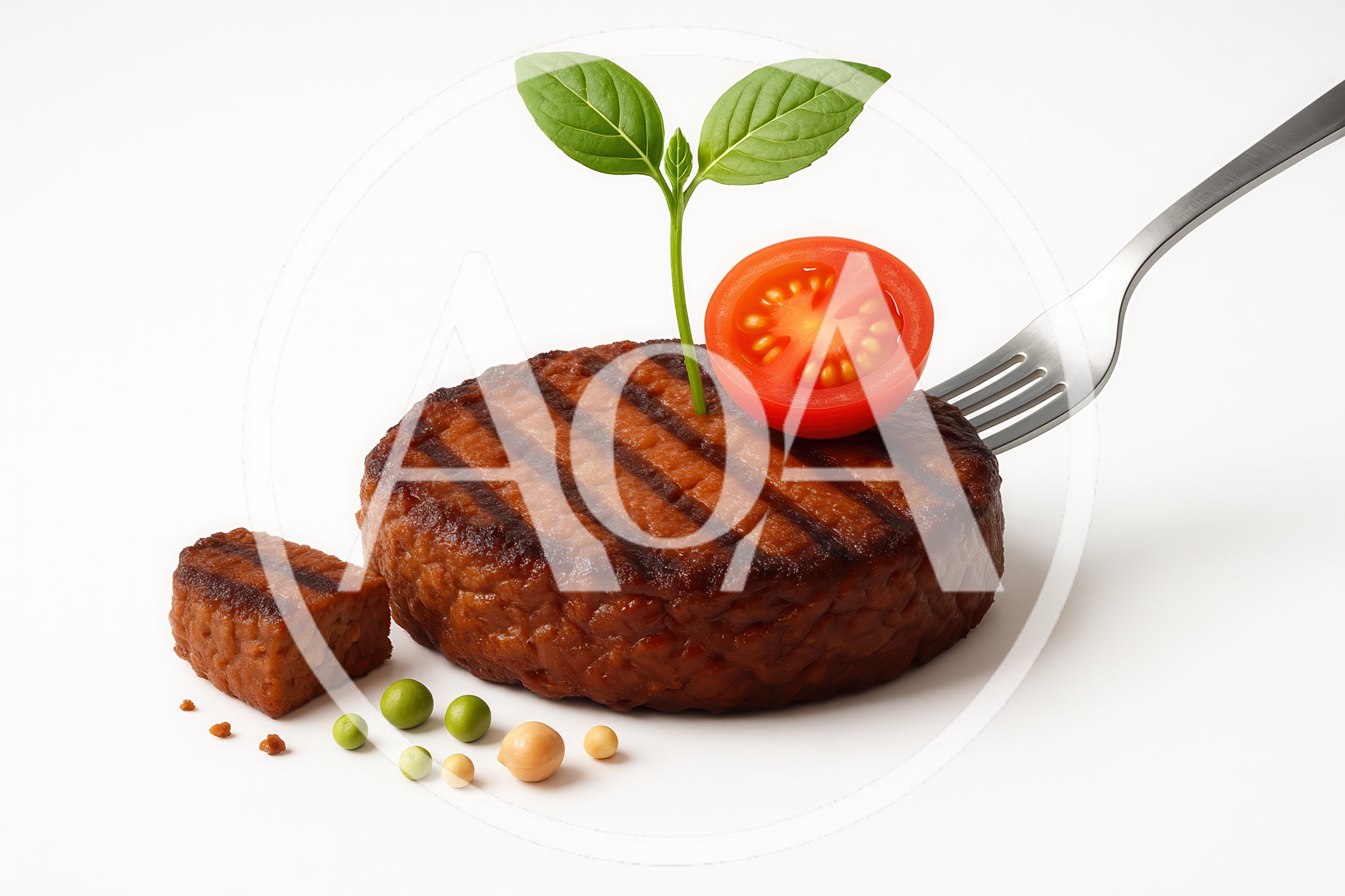 Grilled Plant Based Burger Patty With Fresh Garnish