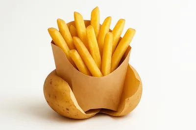 French Fries Served Inside A Hollowed Potato