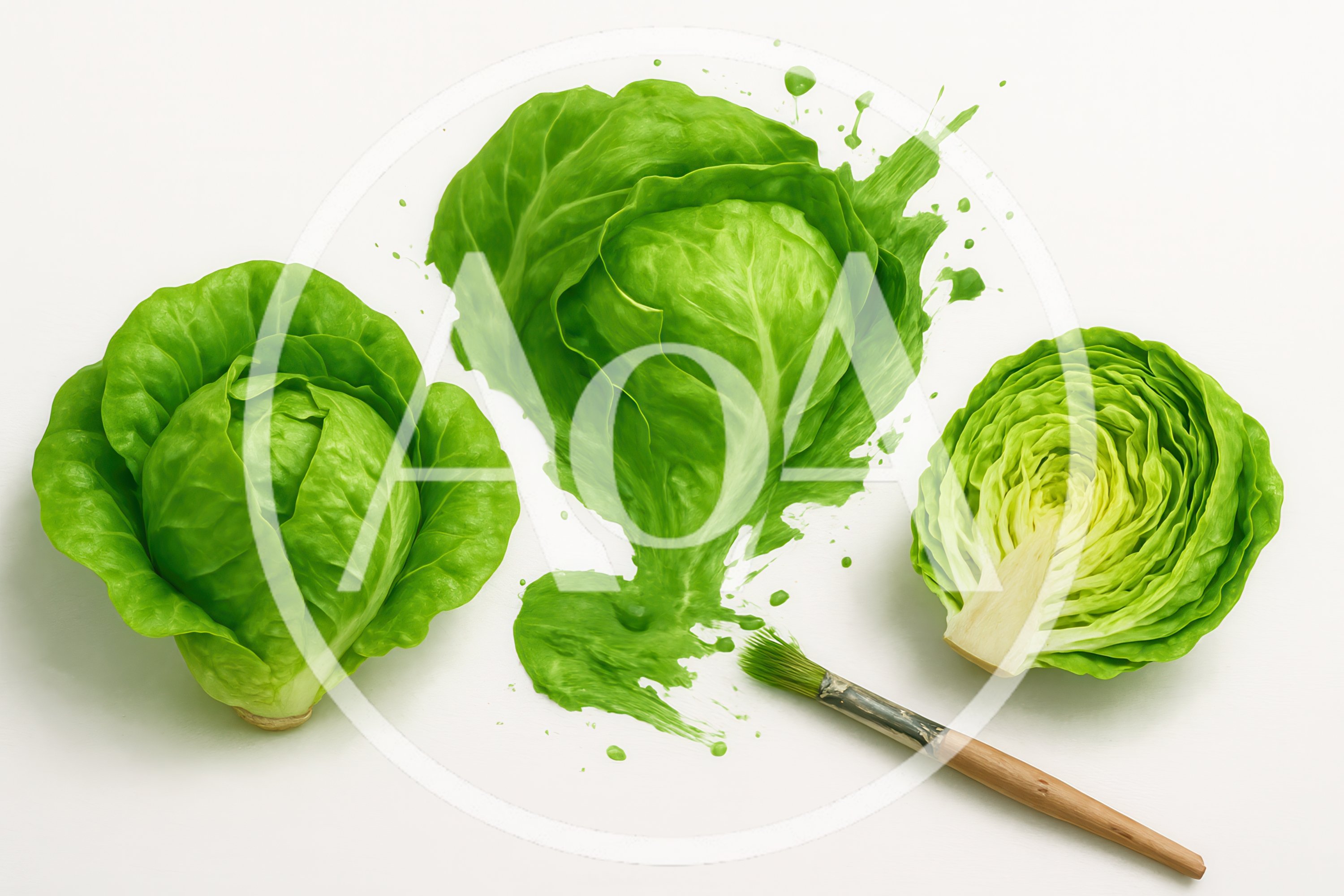Artistic Lettuce Illustration With Paintbrush And Green Paint