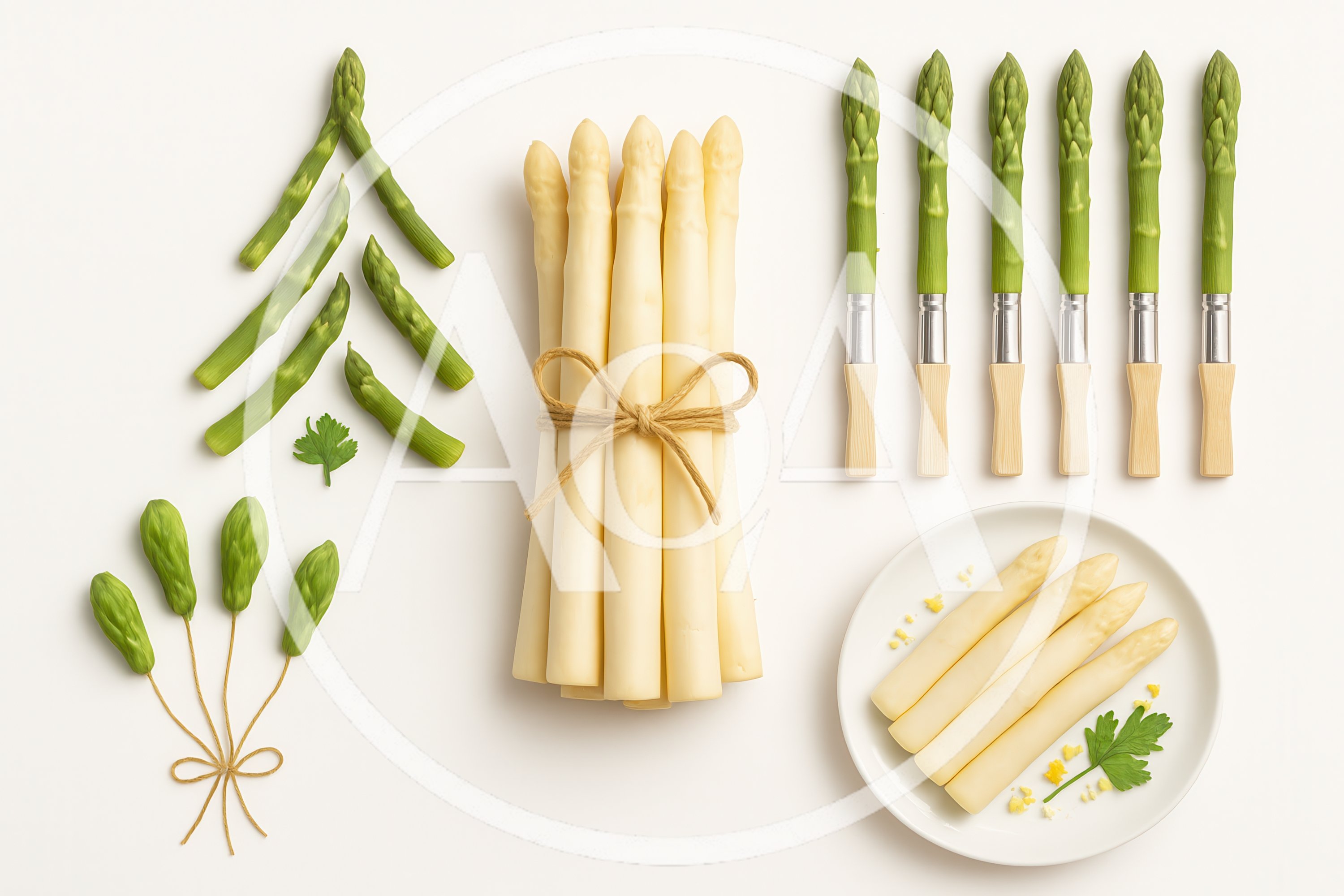 Creative Asparagus Arrangements and Culinary Art Composition