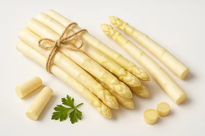 Fresh White Asparagus Spears Tied With Twine