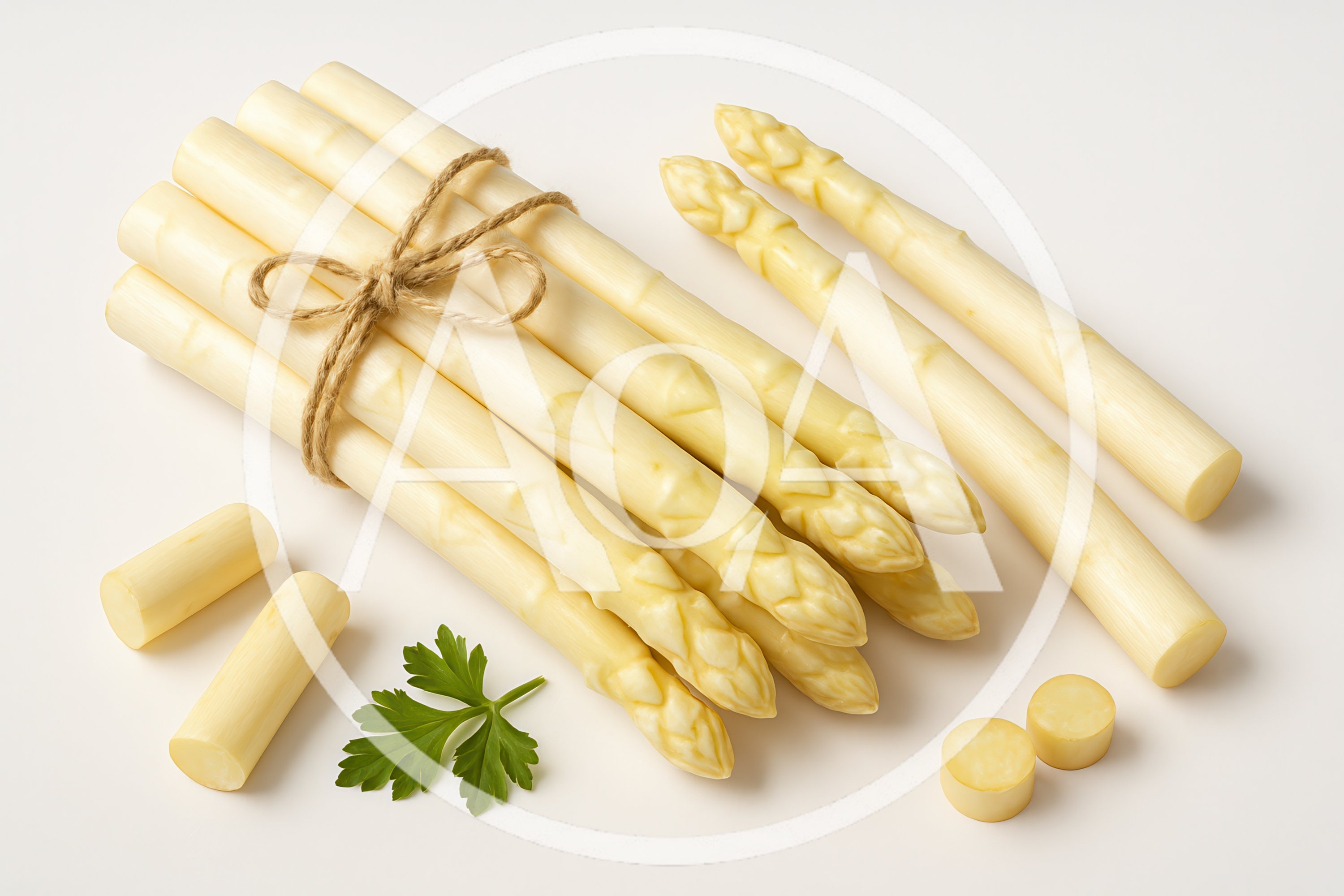 Fresh White Asparagus Spears Tied With Twine