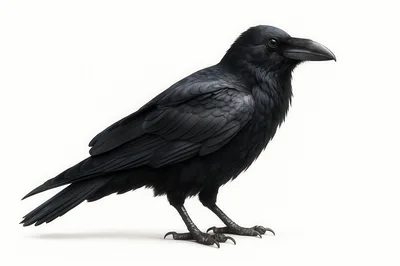 Full Body Portrait Of A Black Raven