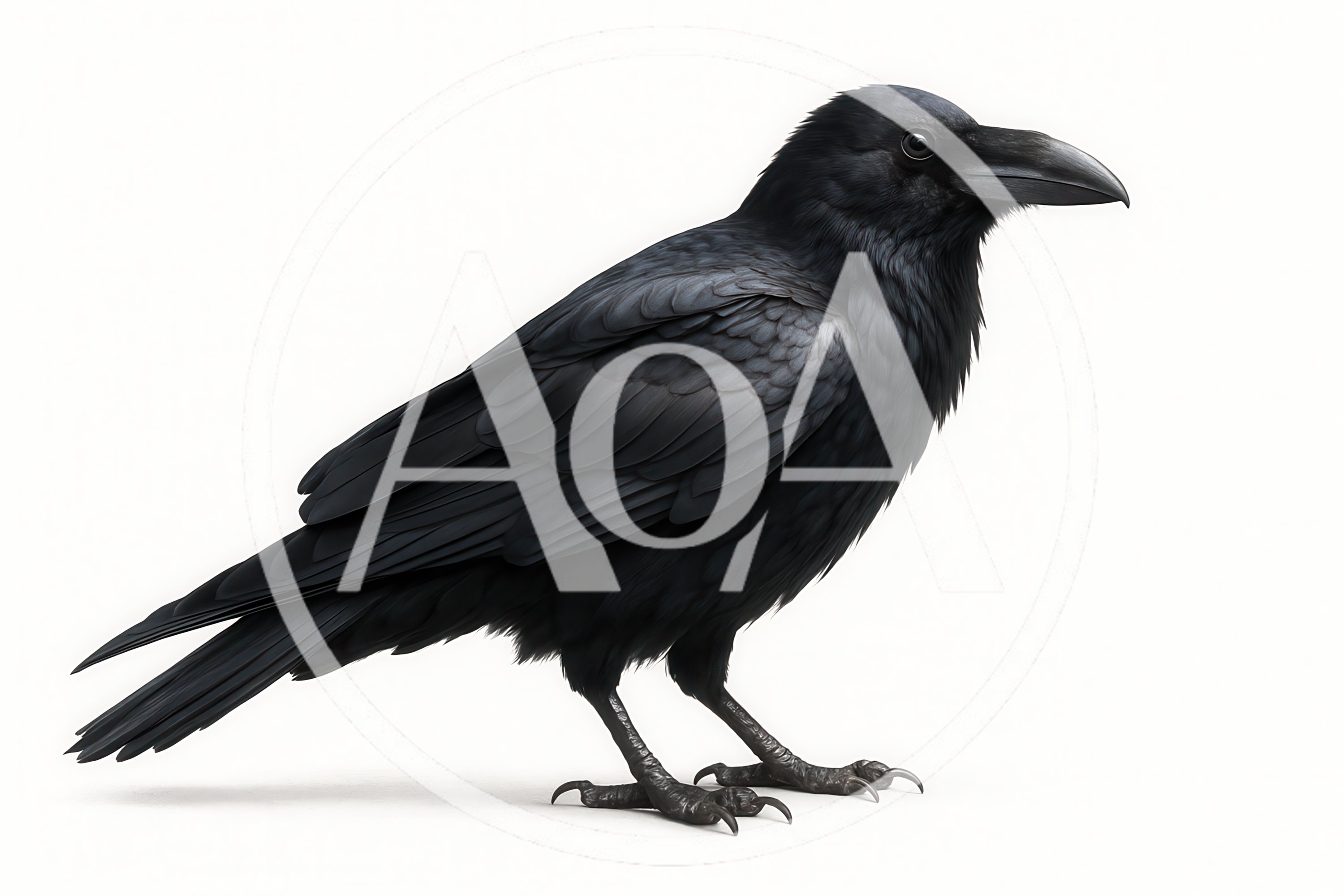 Full Body Portrait Of A Black Raven