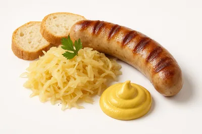 Grilled Sausage With Sauerkraut And Mustard